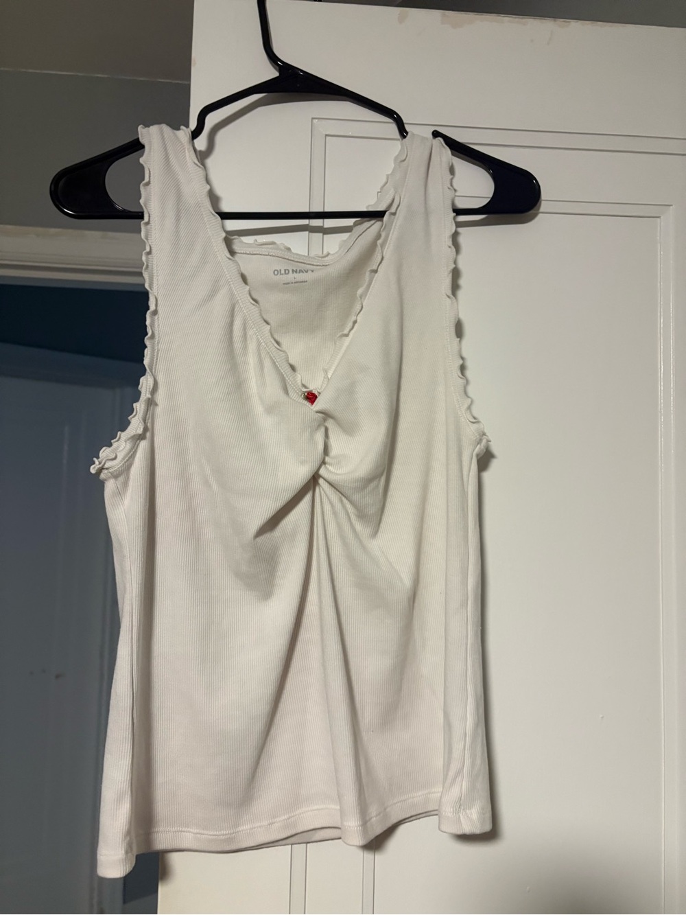 Old Navy White Ribbed Twist-Front Tank Top
